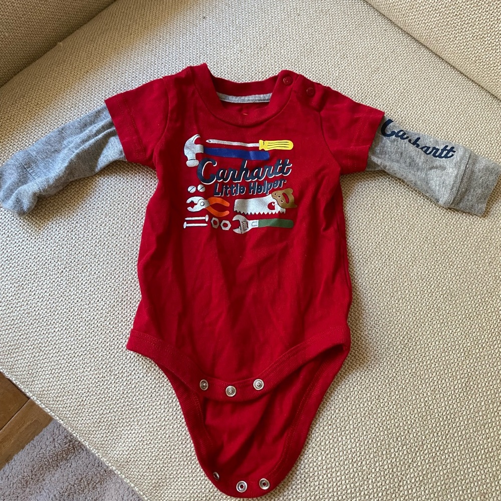 Carhartt Little Helper Red Long-sleeve Onesie